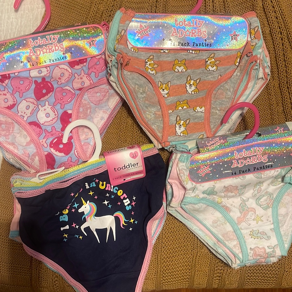 Toddler girl - size 3T - 100% cotton undies. 49 pair total!